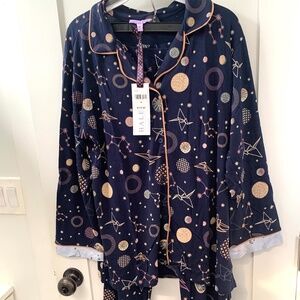 Hale Bob Pajama 2 piece Set Soft Stretchy Blue Stars Medium NWT
